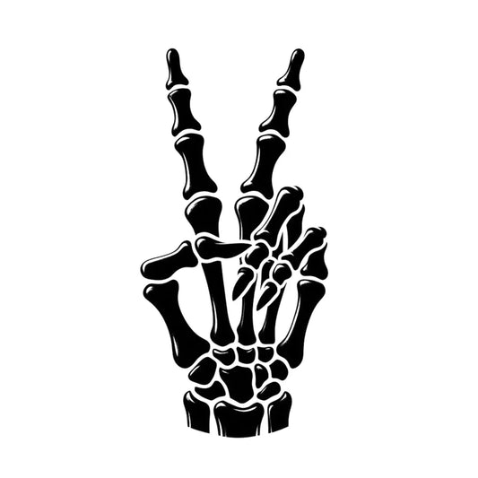 Skeleton Hand - Vinyl Decal - Multiple Sizes - Two Finger Salute