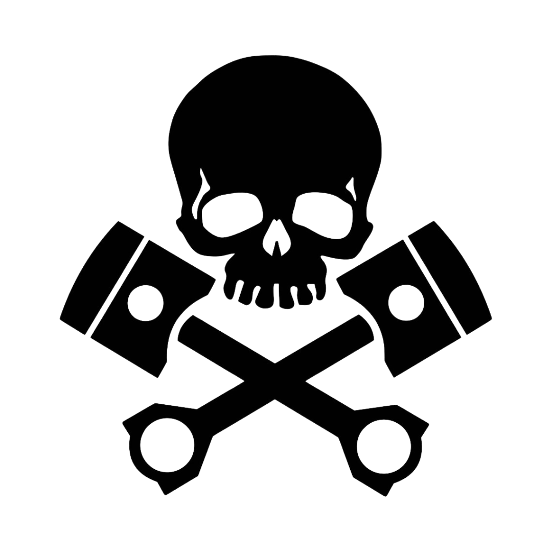 Skull X Pistons Design - Vinyl Decal - AU Made