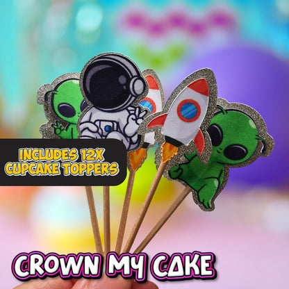 Outer Space Cake Topper - Personalized Cake Topper, Space Theme Party.