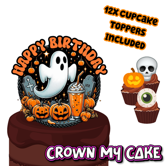 Spooky Season Cake Topper & 12x Cupcake Picks