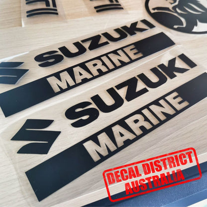 Pair of Suzuki Marine Decals - Multiple Sizes - Die Cut Vinyl