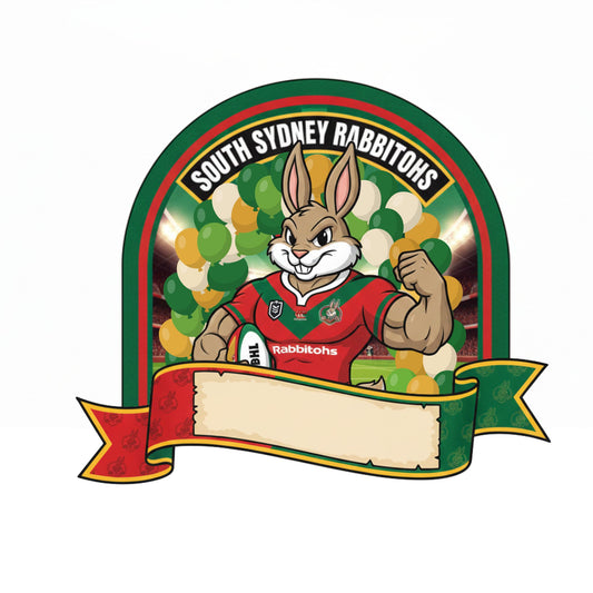 Rabbitohs Inspired Cake Topper Personalised Cardstock Birthday Decoration