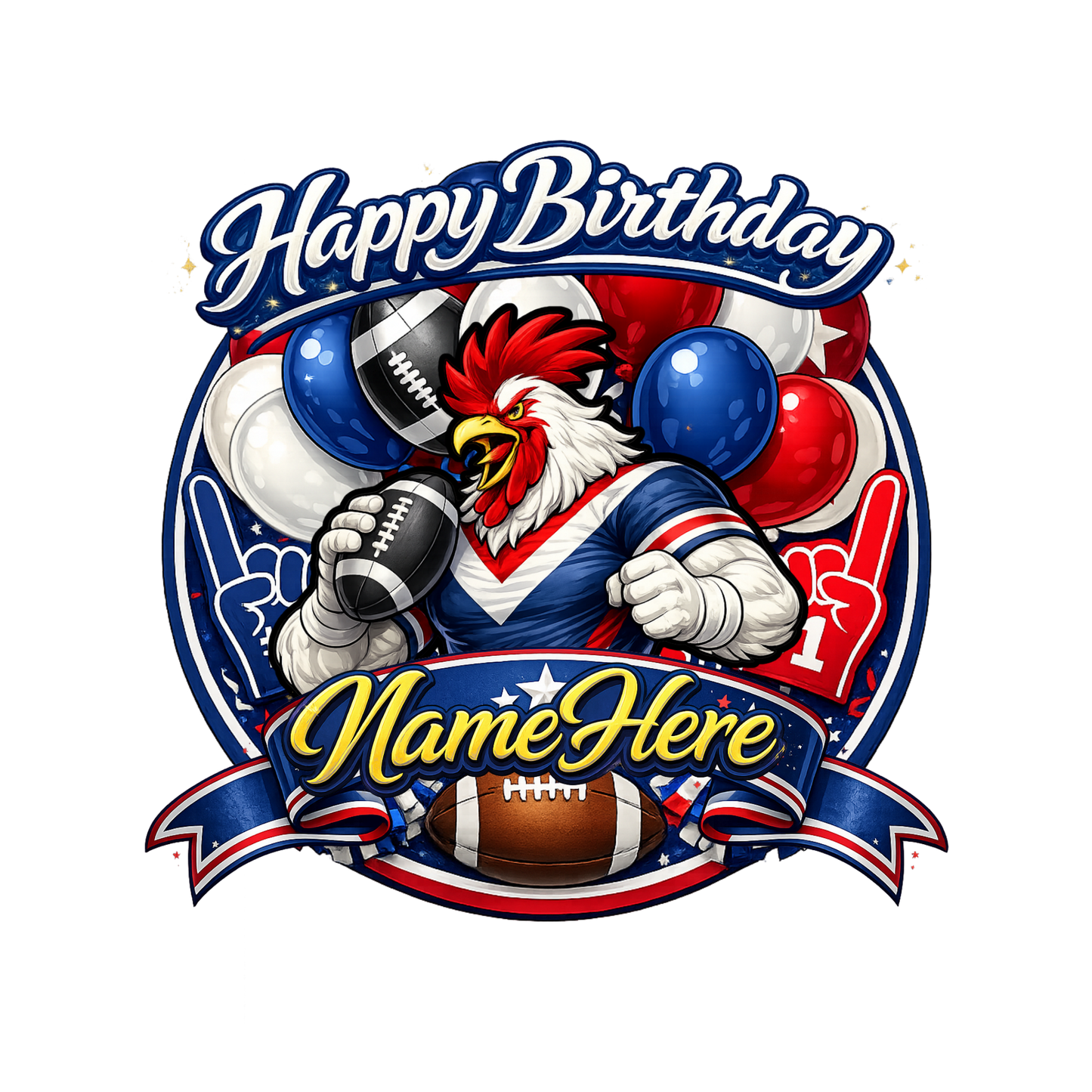 NRL Inspired Cake Topper Choose Your Team Personalised Cardstock Birthday Decoration