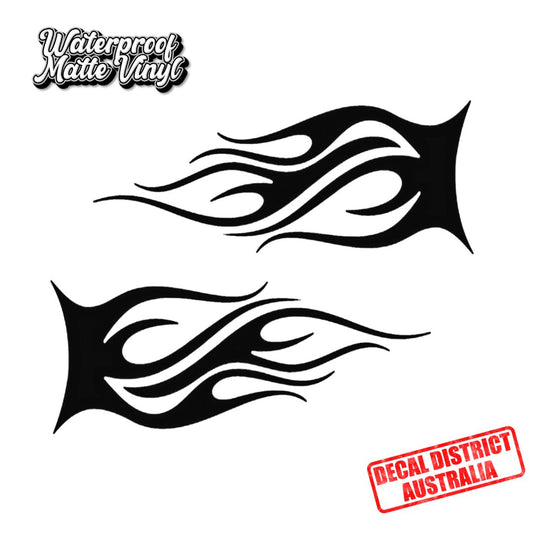 Pair of Flame Mirrored Decals - Multiple Sizes - Die Cut Vinyl