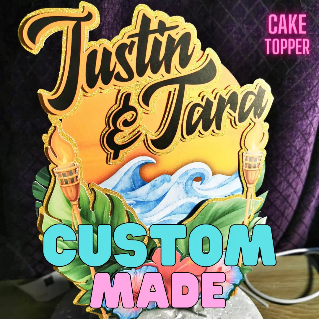 Custom Made Hawaii Tropical - Cake Topper - Decoration