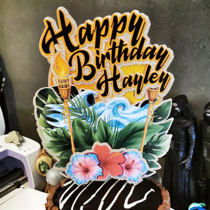 Custom Made Hawaii Tropical - Cake Topper - Decoration