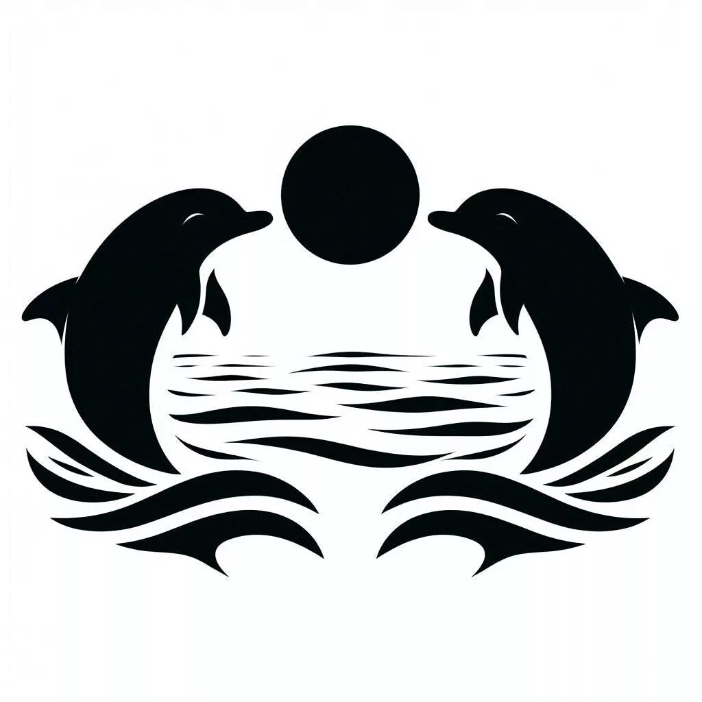 Twin Dolphins -  Vinyl Cut Decal - XL size Available