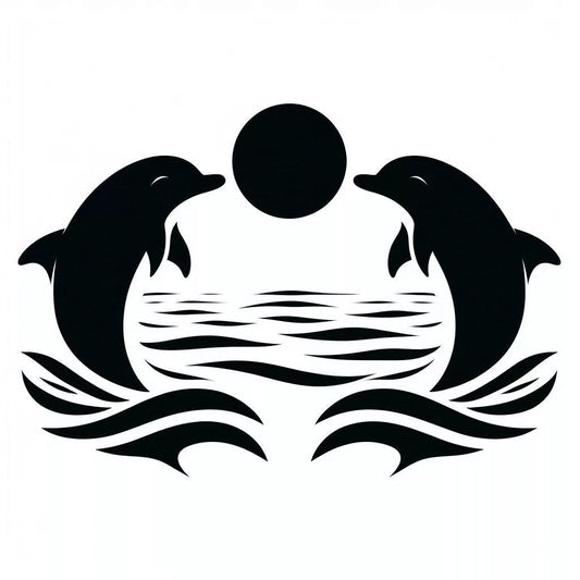 Twin Dolphins -  Vinyl Cut Decal - XL size Available