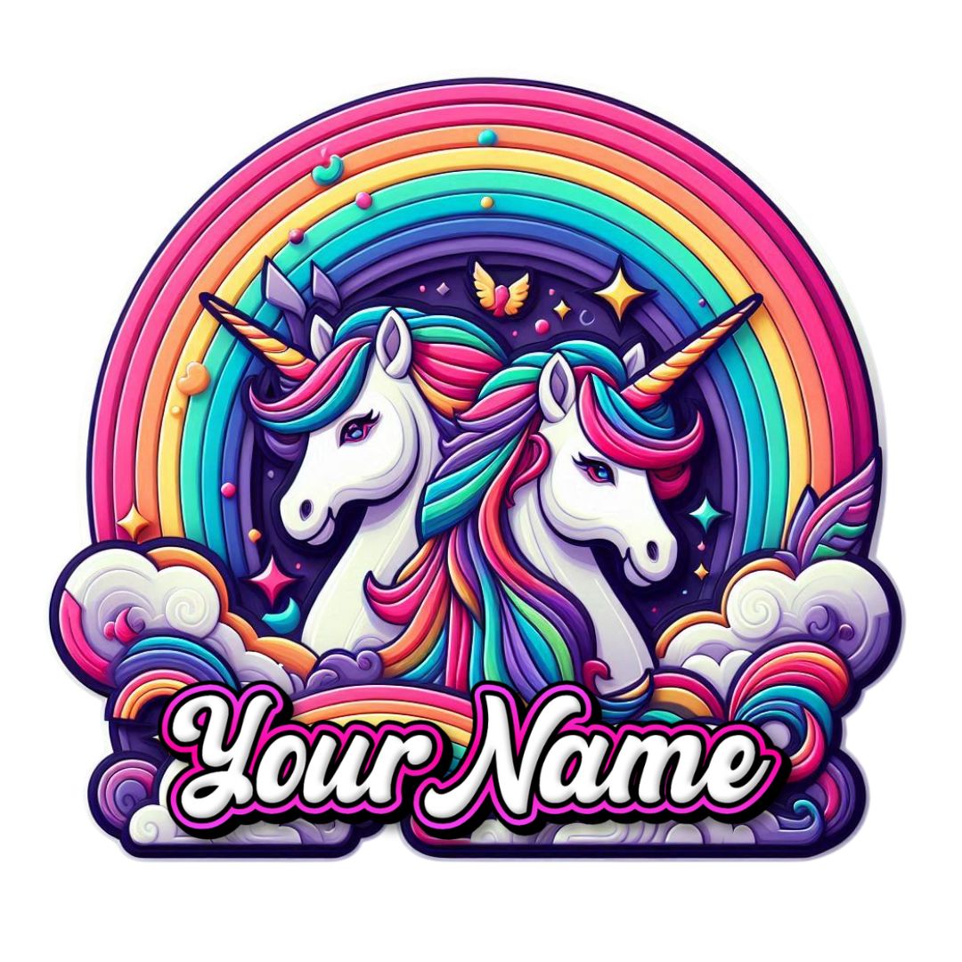 Unicorn Custom Basic Cake Topper - Vibrant design