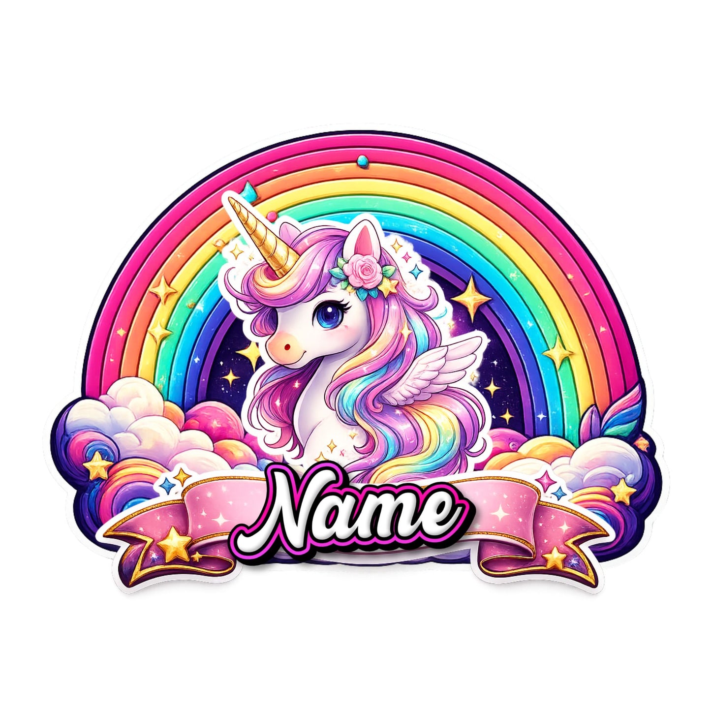 Unicorn Custom Basic Cake Topper - Vibrant  Design