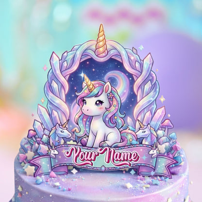 Unicorn Custom Cake Topper - Crystal Rainbow