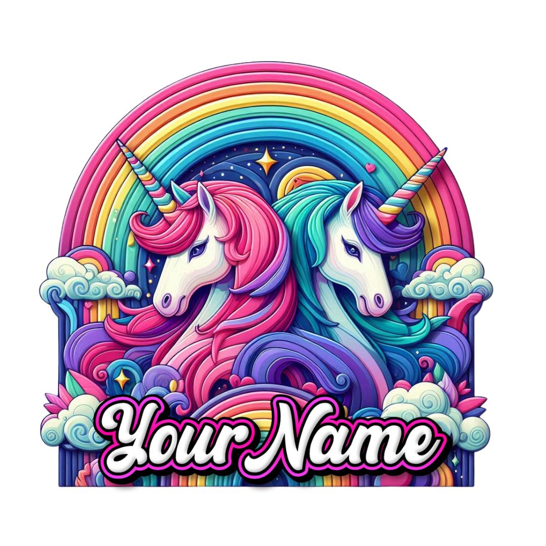 Unicorn Custom Basic Cake Topper - Twin Design