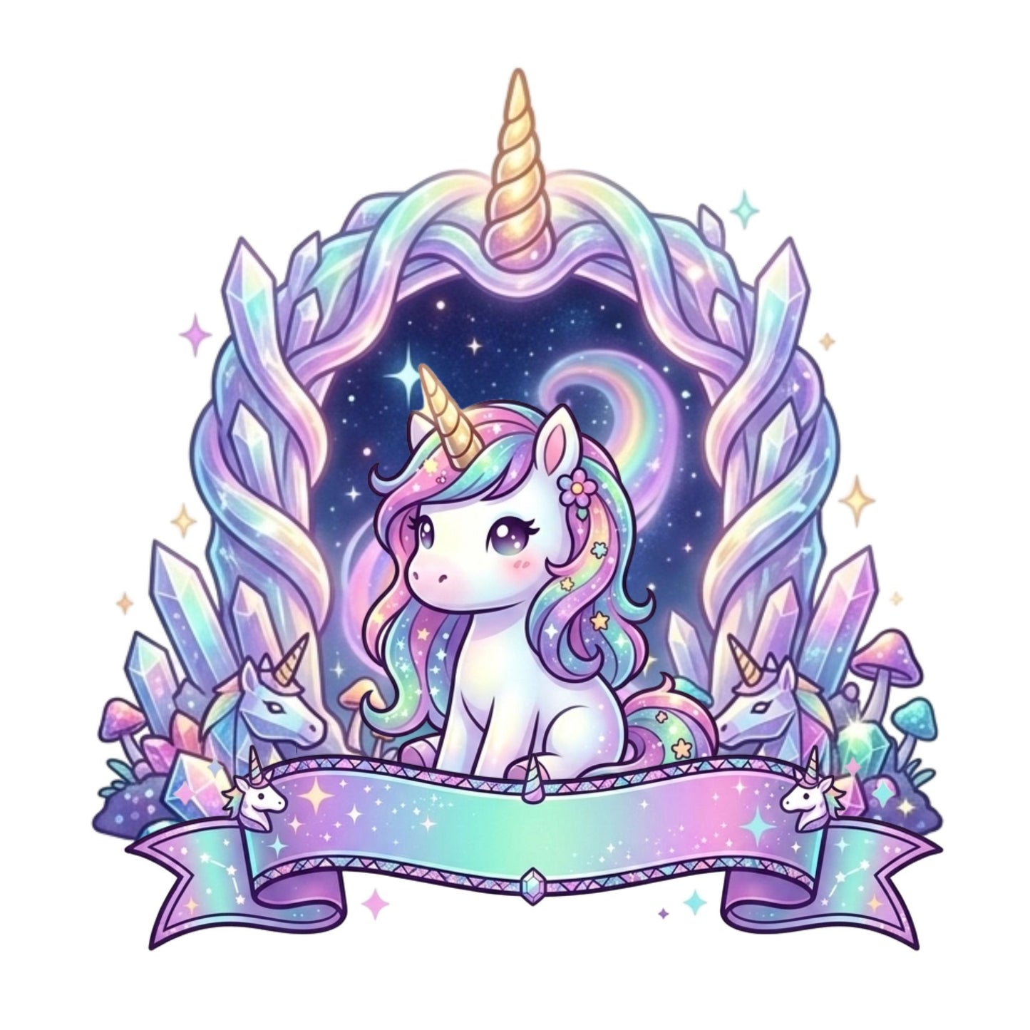 Unicorn Custom Cake Topper - Crystal Rainbow