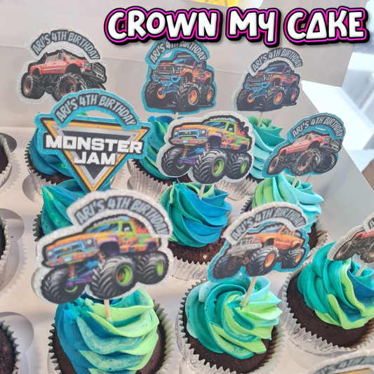 24x Deluxe Monster Truck Cupcake Toppers
