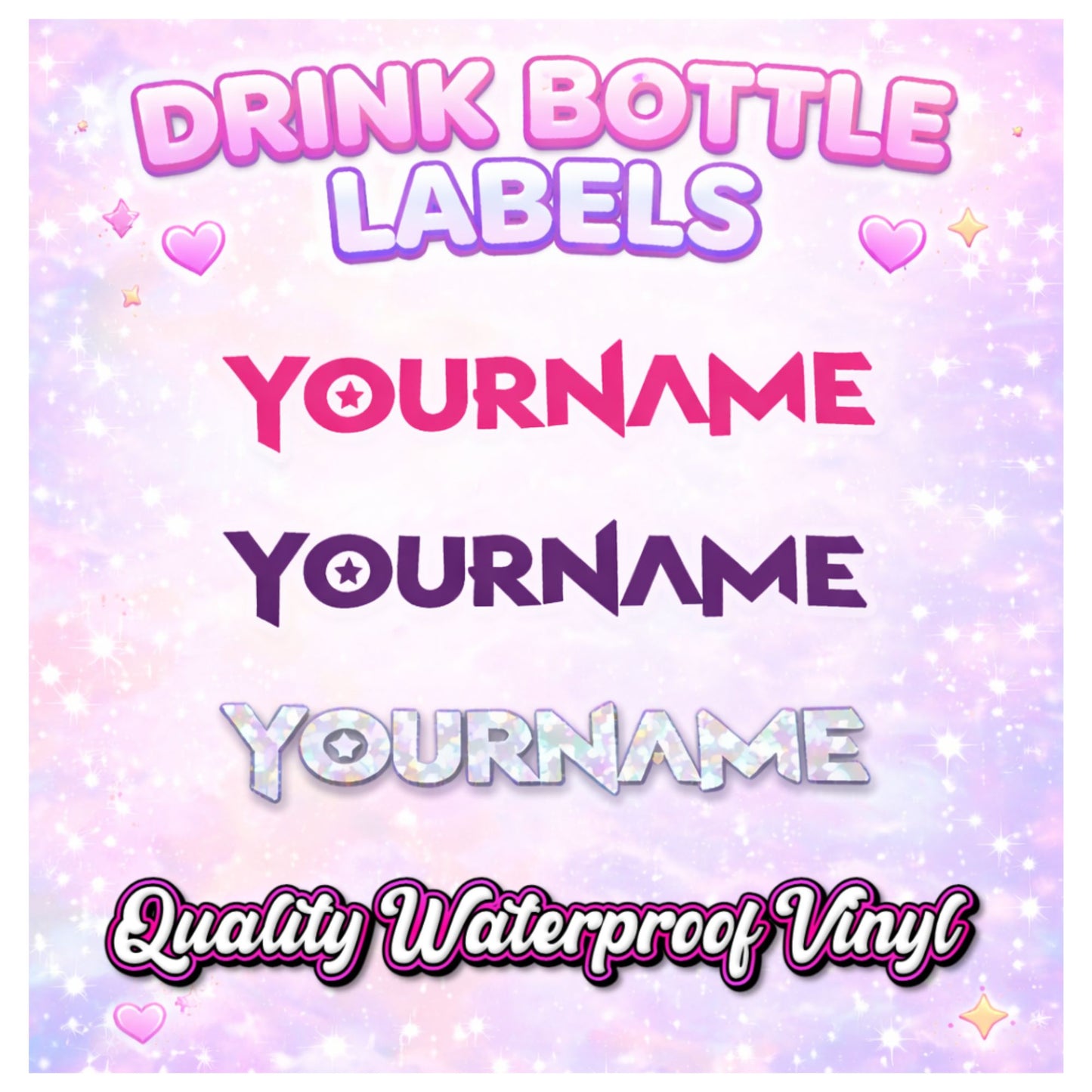 12cm Drink Bottle Labels - Huntrix Style