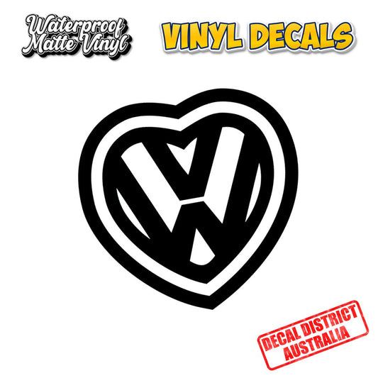VW Heart - Volkswagon Vinyl Decal - 14cm