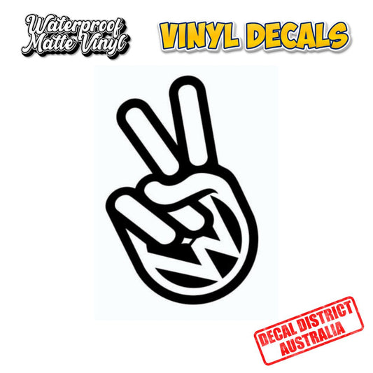 Peace Hand VW - German Car Vinyl Decal - 14cm