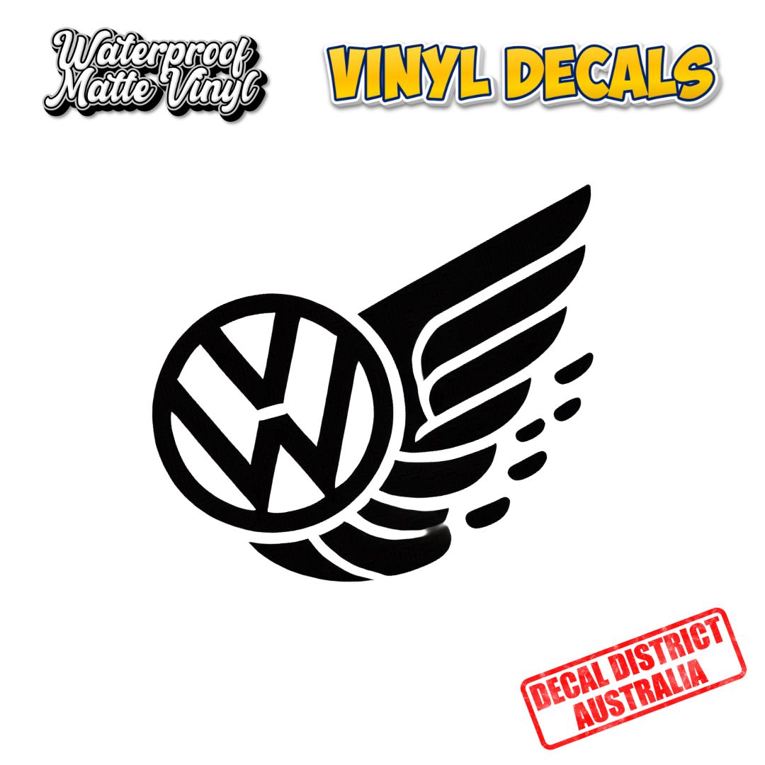 VW Wing - Volkswagon Vinyl Decal - 14cm