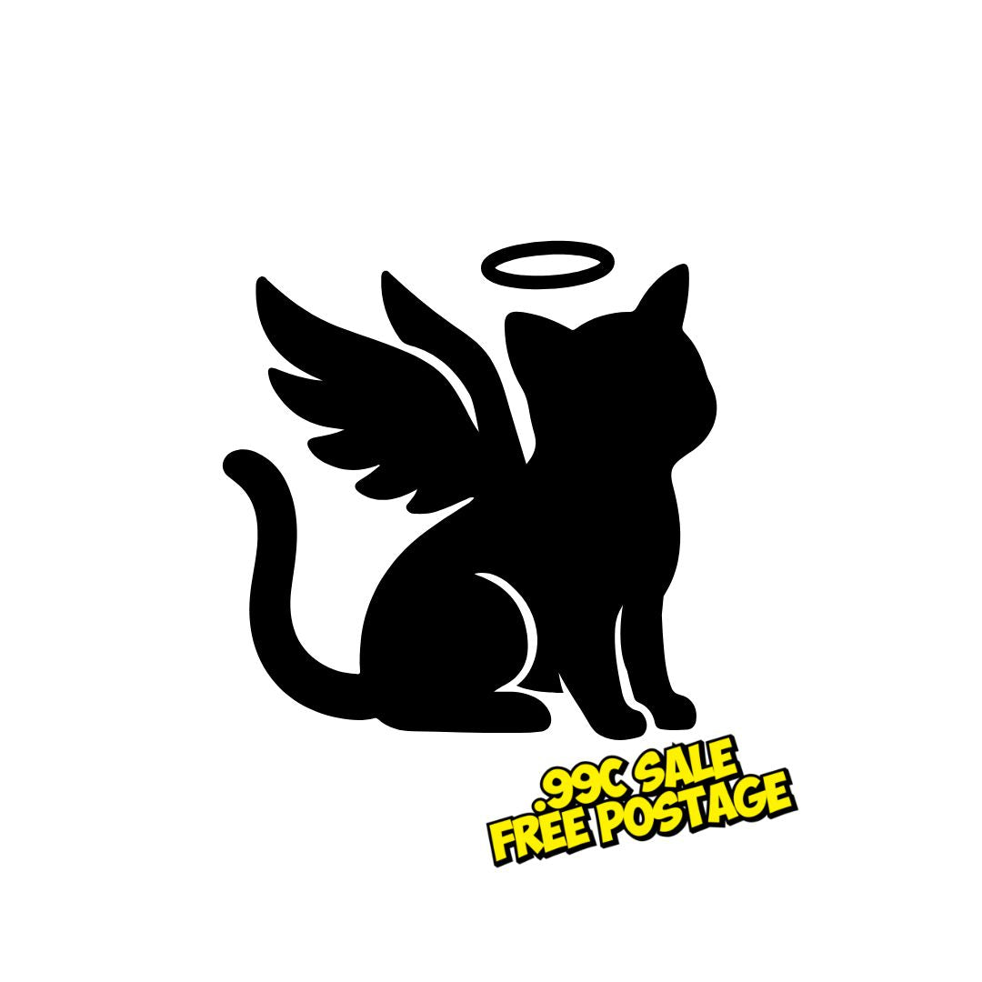 Winged Angel Cat Vinyl Decal- 8cm