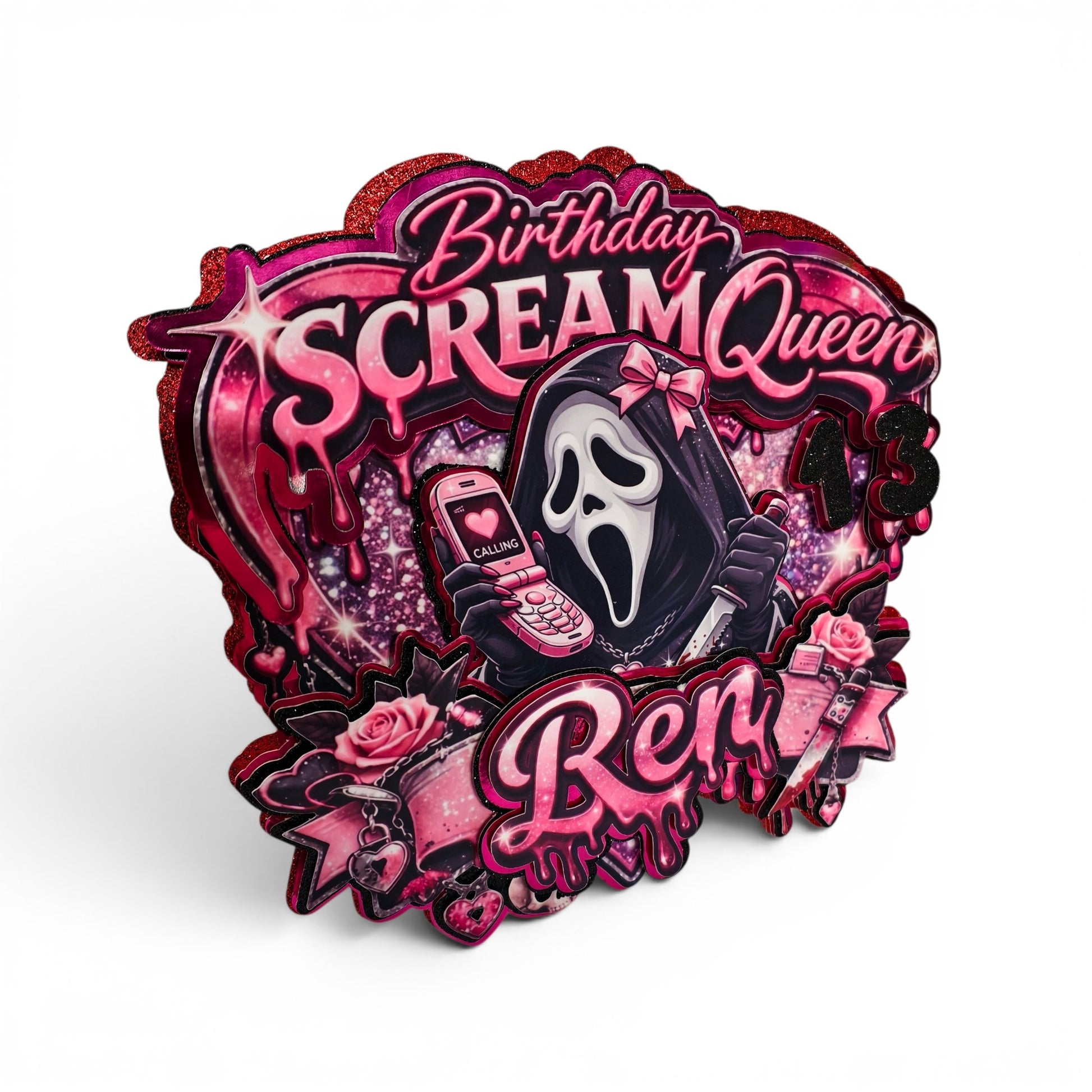 YK2 Pink Scream Horror Girlies Cake Topper