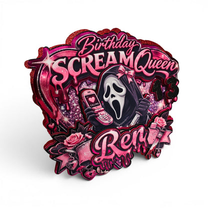 YK2 Pink Scream Horror Girlies Cake Topper