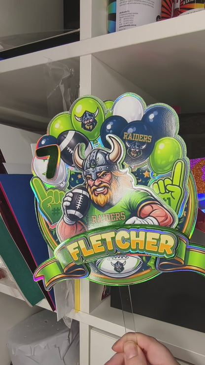 NRL Inspired Cake Topper Choose Your Team Personalised Cardstock Birthday Decoration