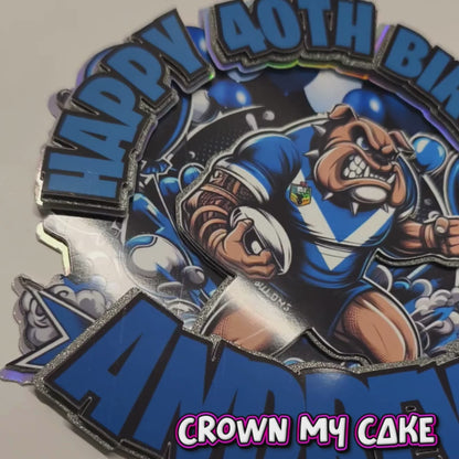 Bulldogs NRL Custom Cake Topper