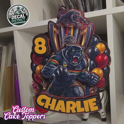 Penrith Panthers Inspired Cake Topper Personalised Cardstock Birthday Decoration