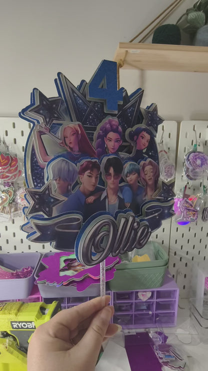 Custom KPop Cake Topper - Blue Saja Boys & Huntrix Cake Topper