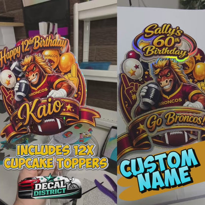 Brisbane Broncos Inspired Cake Topper Personalised Cardstock Birthday Decoration