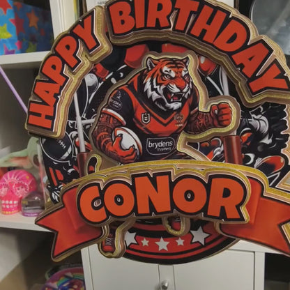 Personalised Cake Topper | West Tigers Inspired