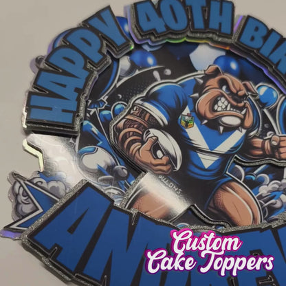Custom Cake Topper - NRL Bulldogs Style