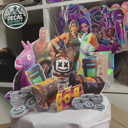 Fortnite Cake Topper (11pc Set) + 2 Balloons - Fast QLD Dispatch