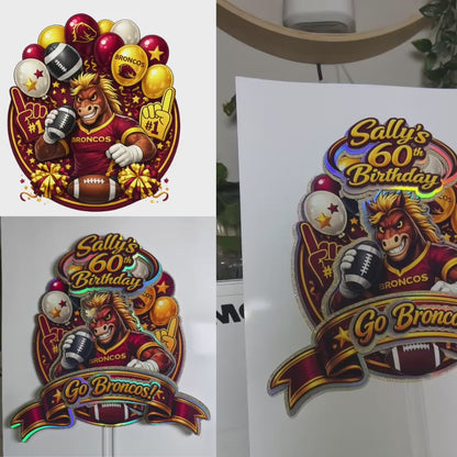 Brisbane Broncos Inspired Cake Topper Personalised Cardstock Birthday Decoration