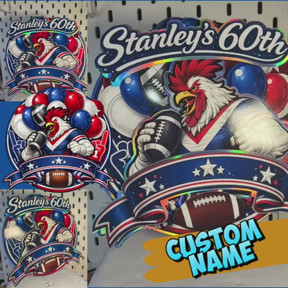 Sydney Roosters Inspired Cake Topper Personalised Cardstock Birthday Decoration