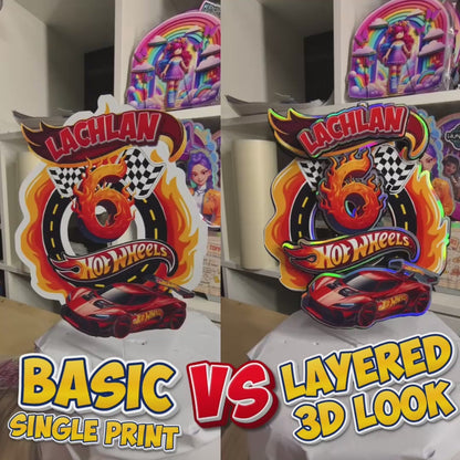 Hot Wheels Inspired Custom Cake Topper - Flame Number