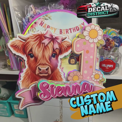 Highland Cow Custom Cake Topper