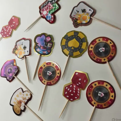 LEFTOVER VAULT: 24x Poker Casino - Cupcake Toppers