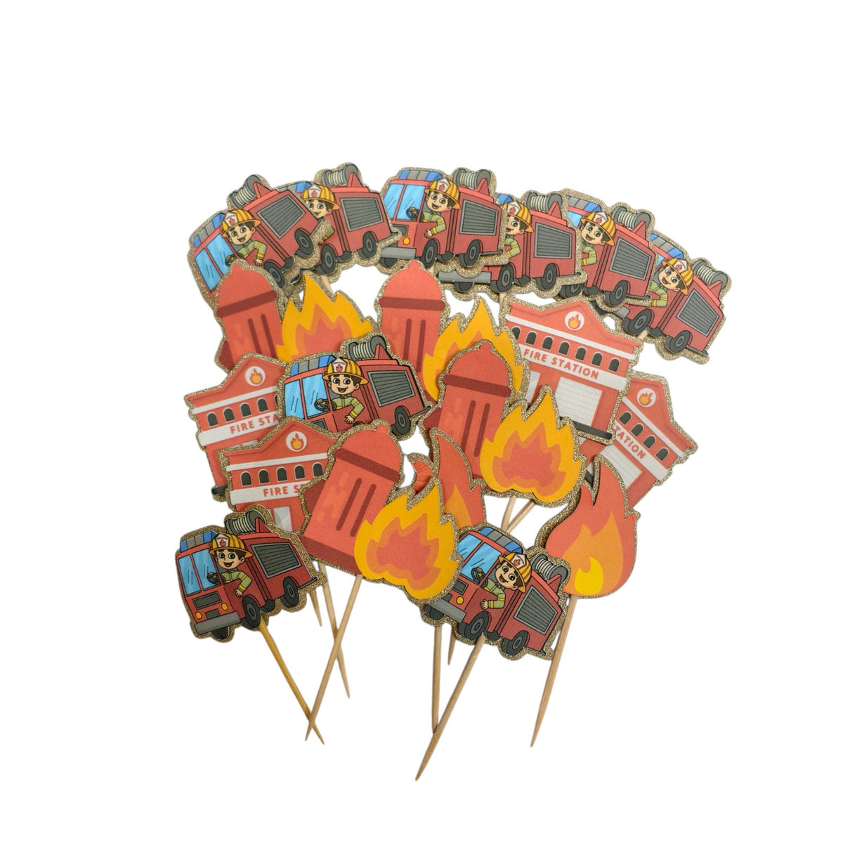 LEFTOVER VAULT: 19 Fireman Theme - Cupcake Toppers