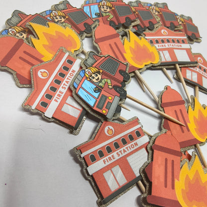 LEFTOVER VAULT: 19 Fireman Theme - Cupcake Toppers