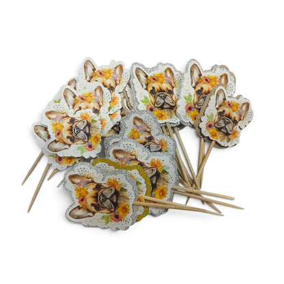 LEFTOVER VAULT: 24x French Bulldog - Cupcake Toppers