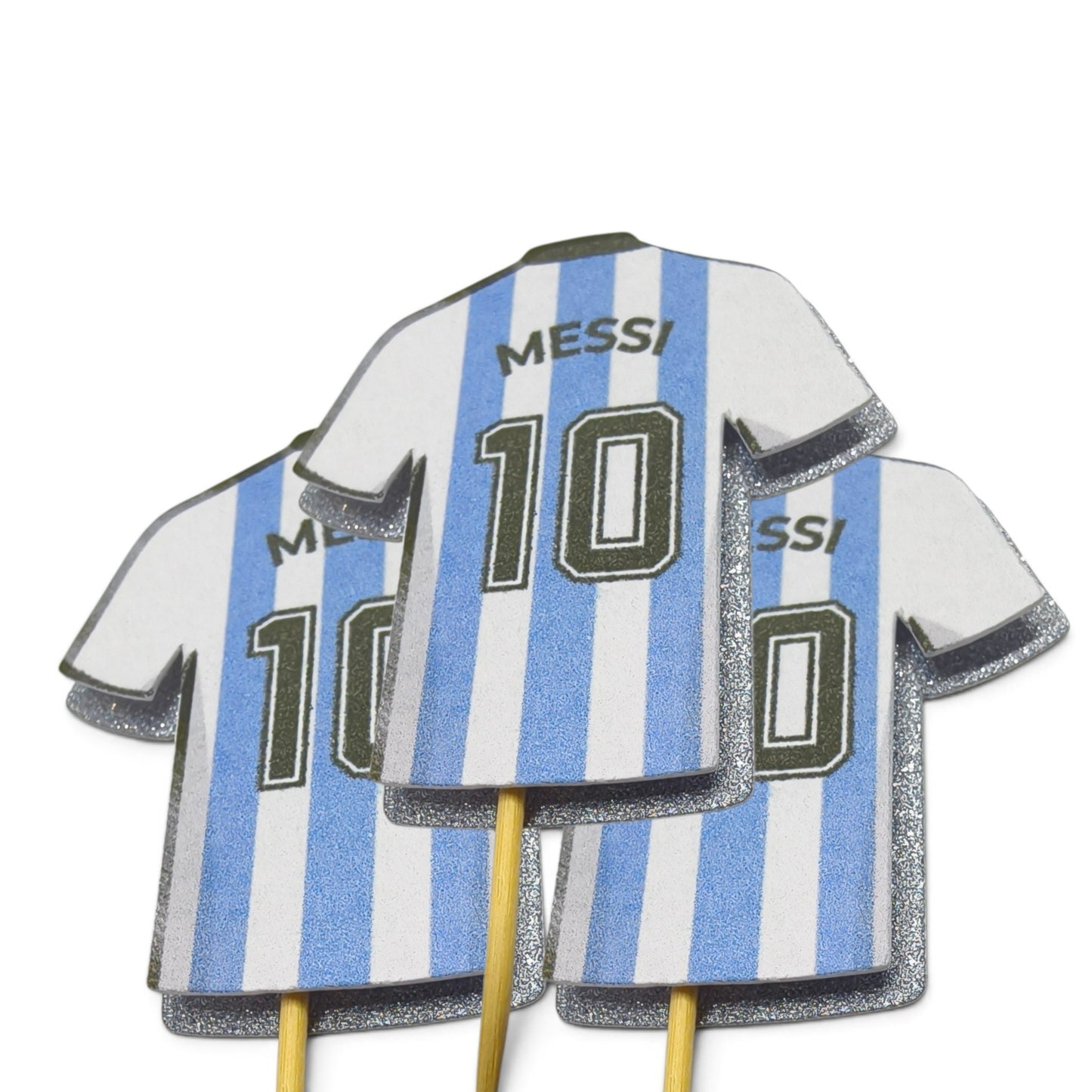 LEFTOVER VAULT: 24x Messi Argentina - Glitter Backed Cupcake Toppers