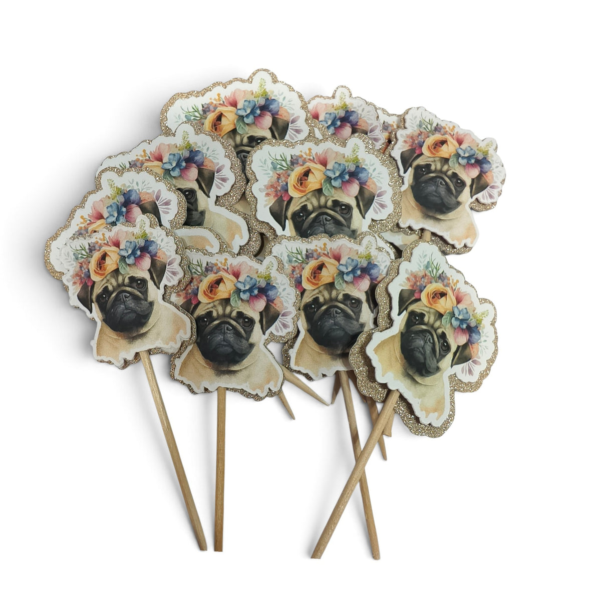 LEFTOVER VAULT: 24x Pug Dog - Cupcake Toppers