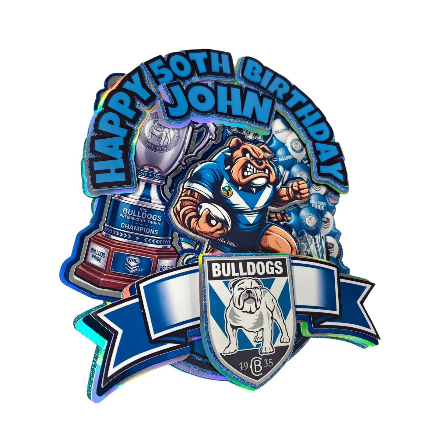 Personalised Cake Topper | Canterbury Bulldogs Inspired